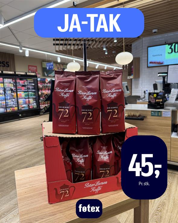 Peter Larsens kaffe original 72 500g formalet kaffe.